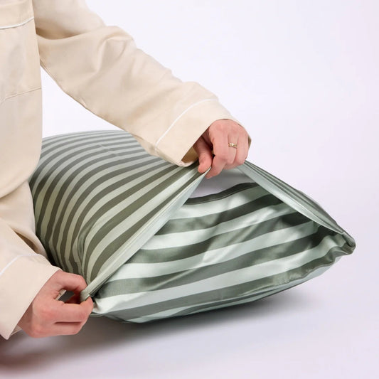 Silk Pillowcase - Wasabi Stripes
