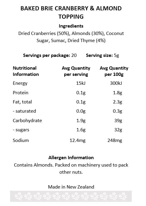 Baked Brie Cranberry and Almond Topping