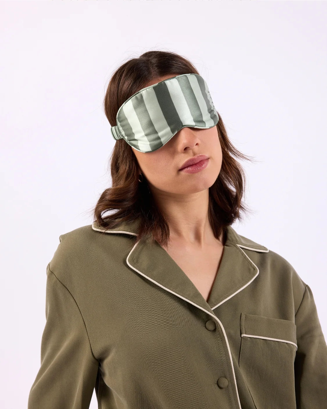 Silk Eye Mask - Wasabi Stripes