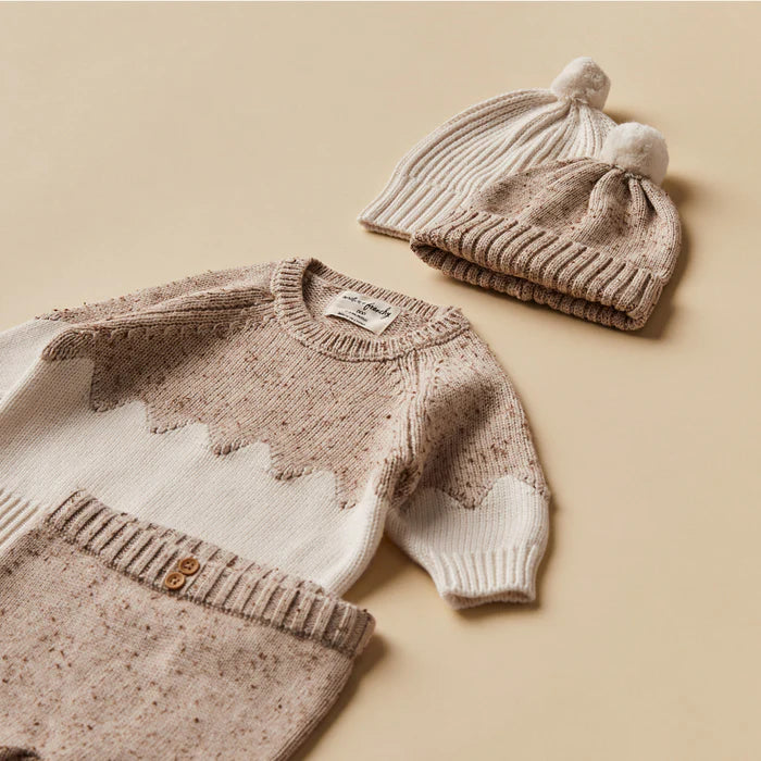 Almond Fleck Knitted Jacquard Jumper