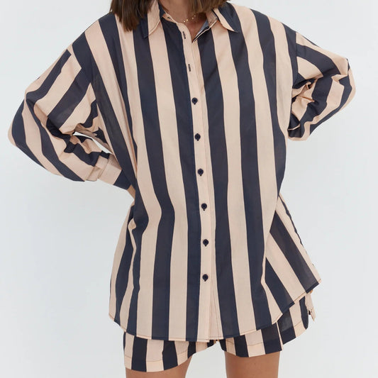 Pluto Shirt - Navy & Peach