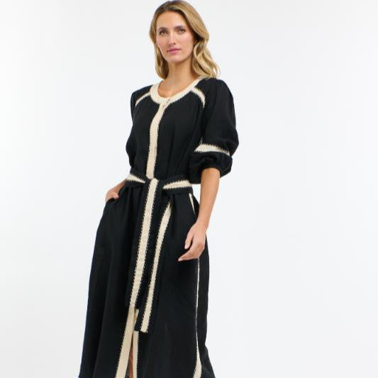 Carolyn Resort Dress - Black & Natural