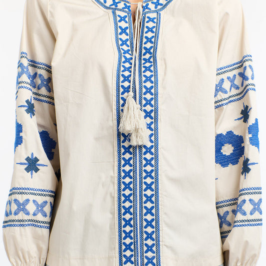 Daisy Cross Shirt - Beige