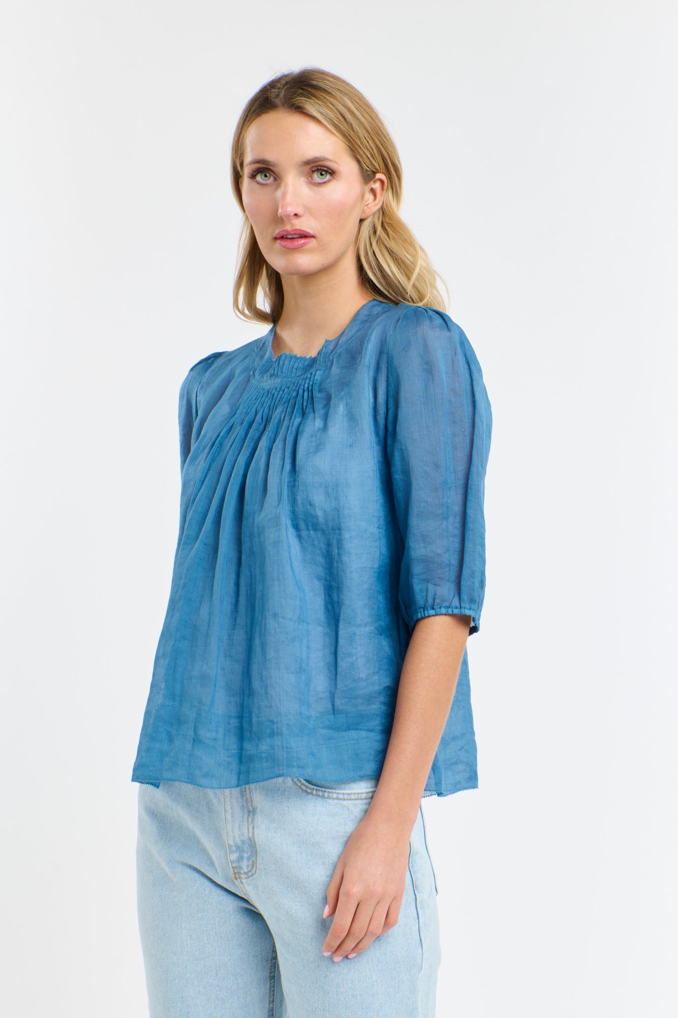 Ariel Pintuck Top - Denim