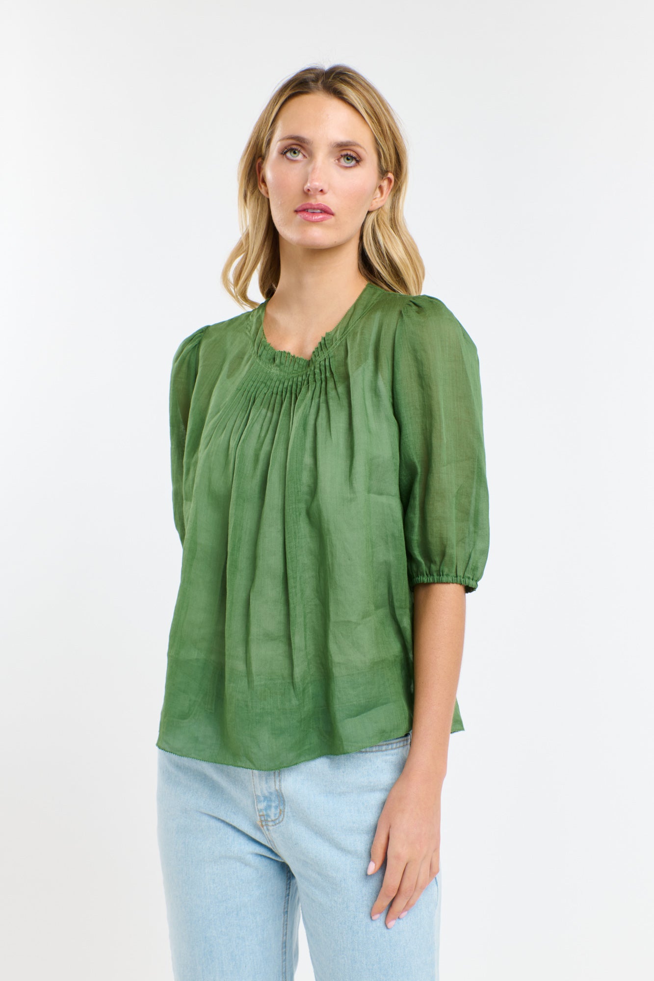 Ariel Pintuck Top - Kelly Green