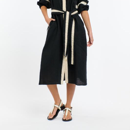 Carolyn Resort Dress - Black & Natural