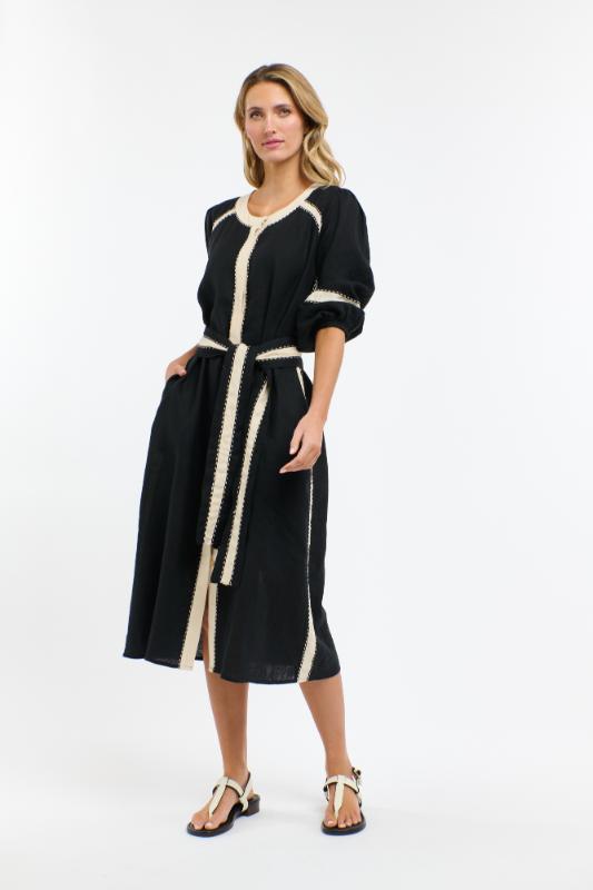 Carolyn Resort Dress - Black & Natural