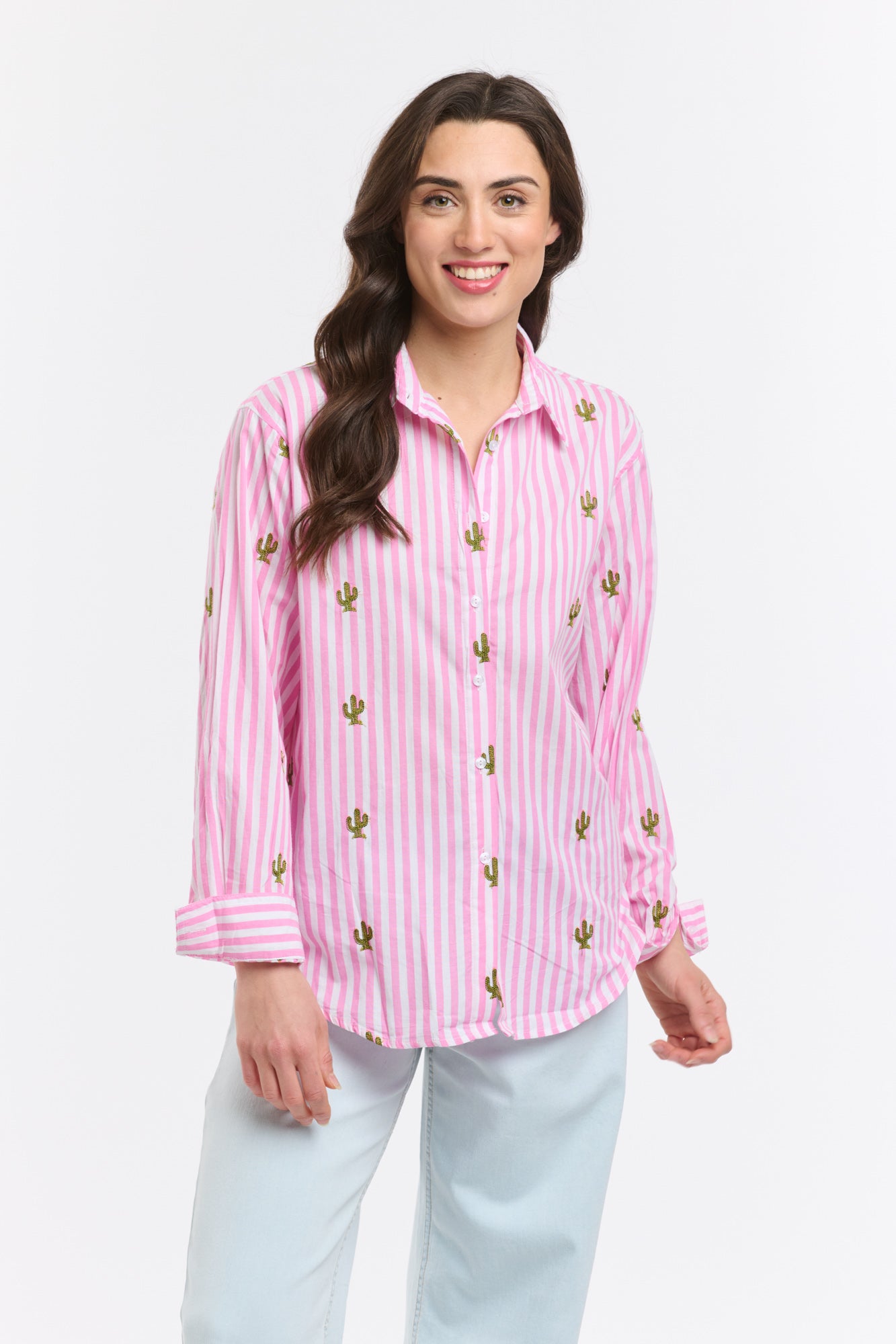 Stripe Cactus Shirt - Pink