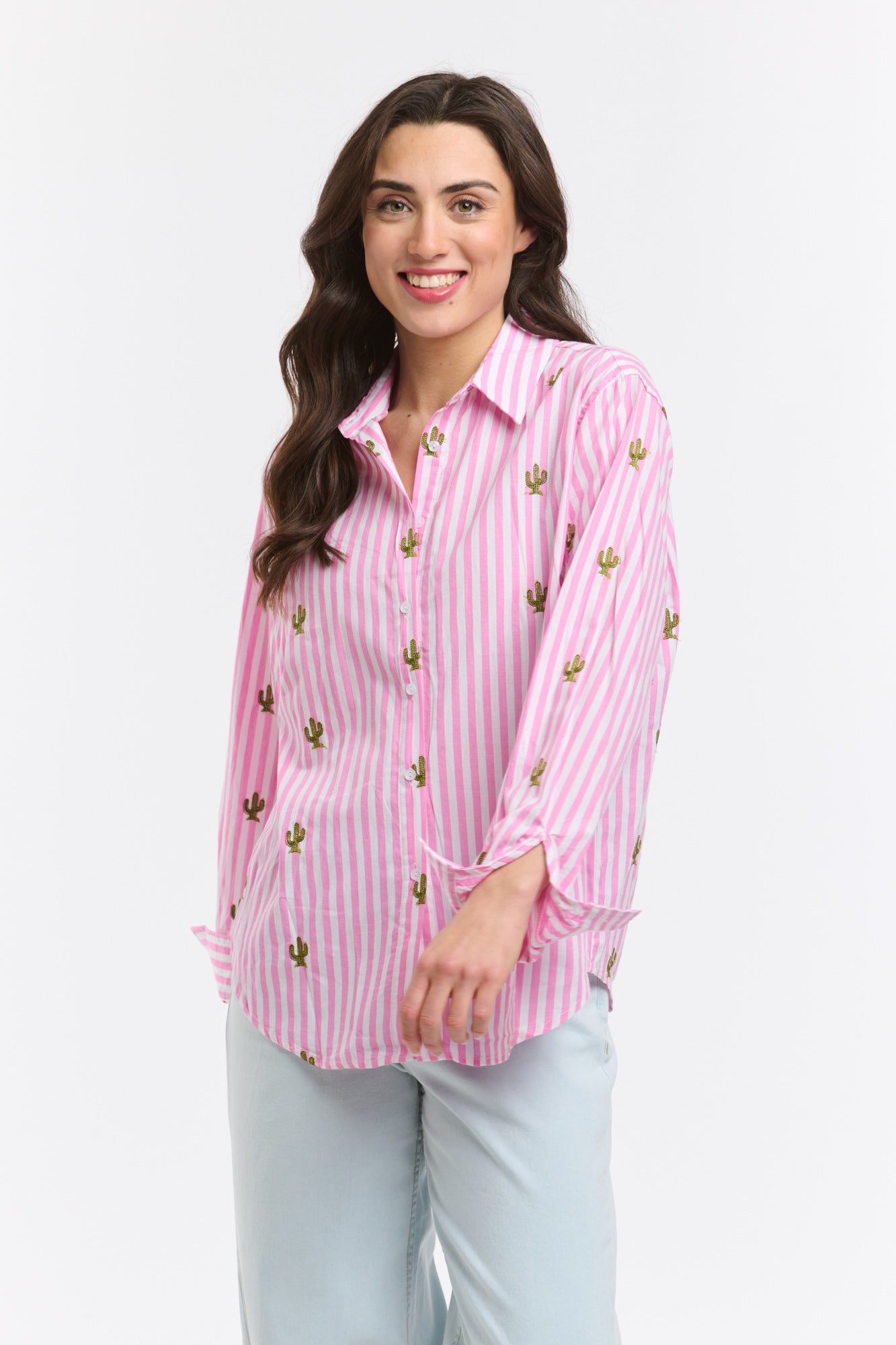 Stripe Cactus Shirt - Pink