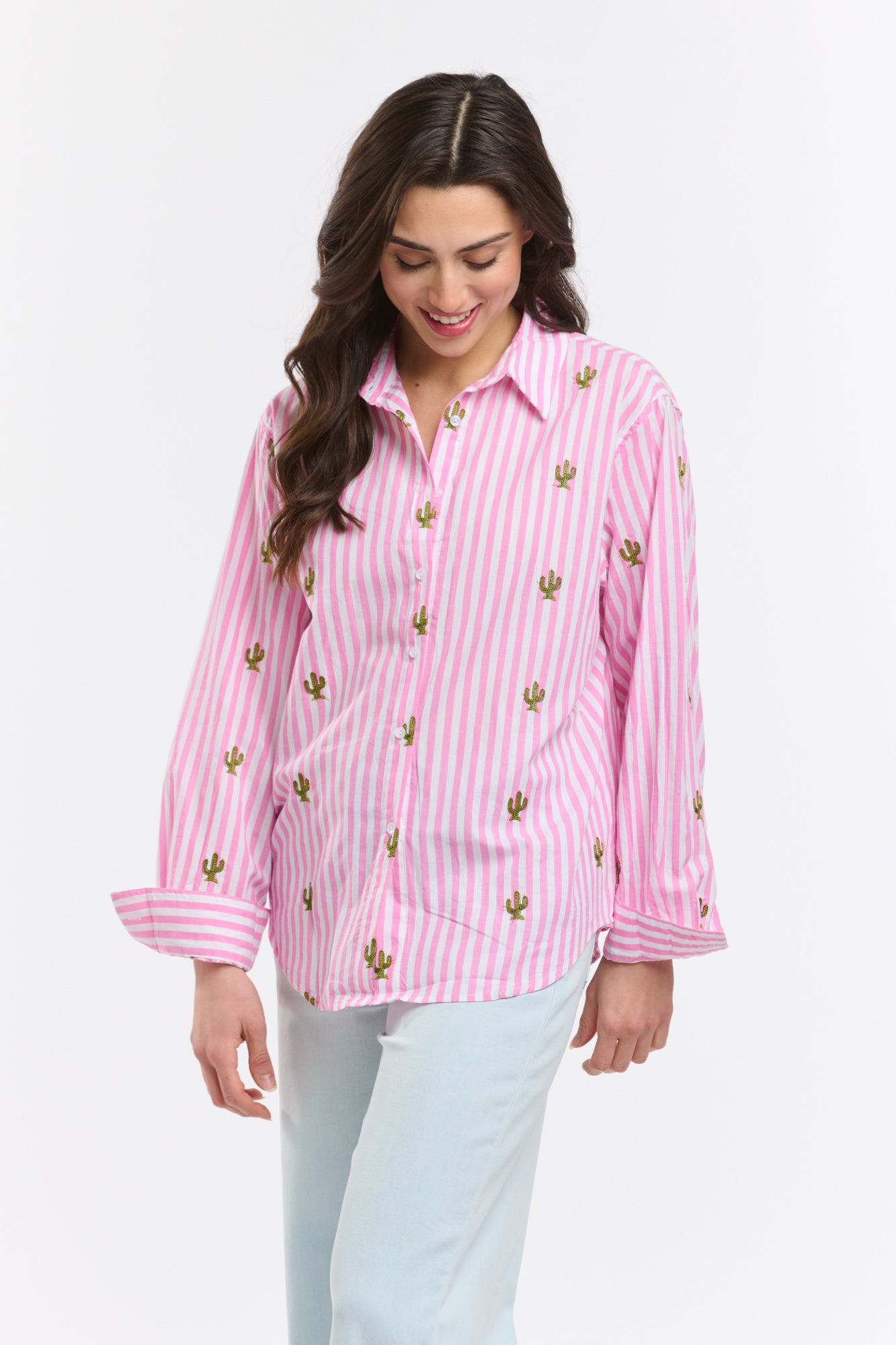 Stripe Cactus Shirt - Pink