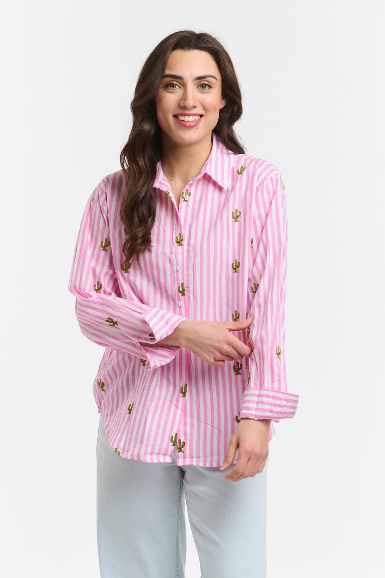 Stripe Cactus Shirt - Pink