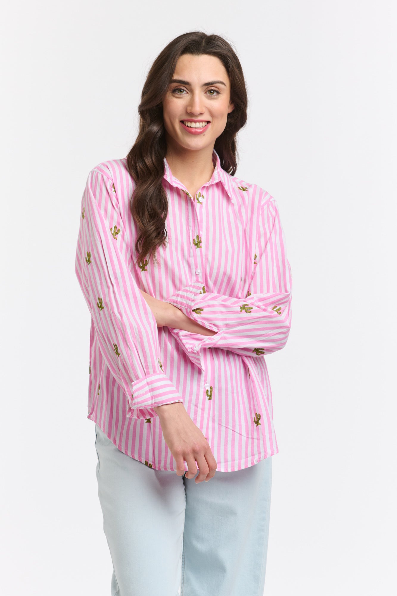 Stripe Cactus Shirt - Pink