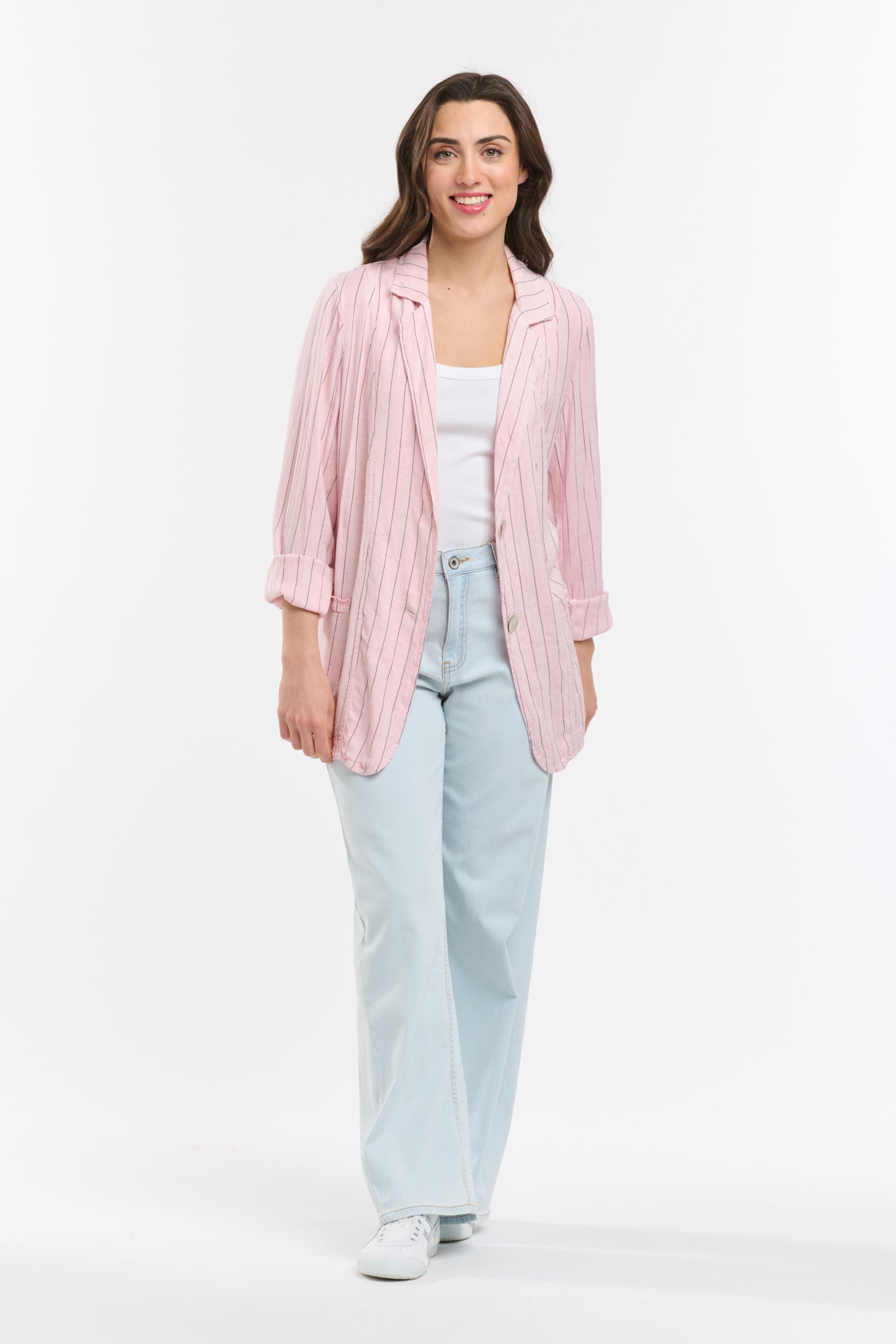 Ticking Slouch Jacket - Rosa