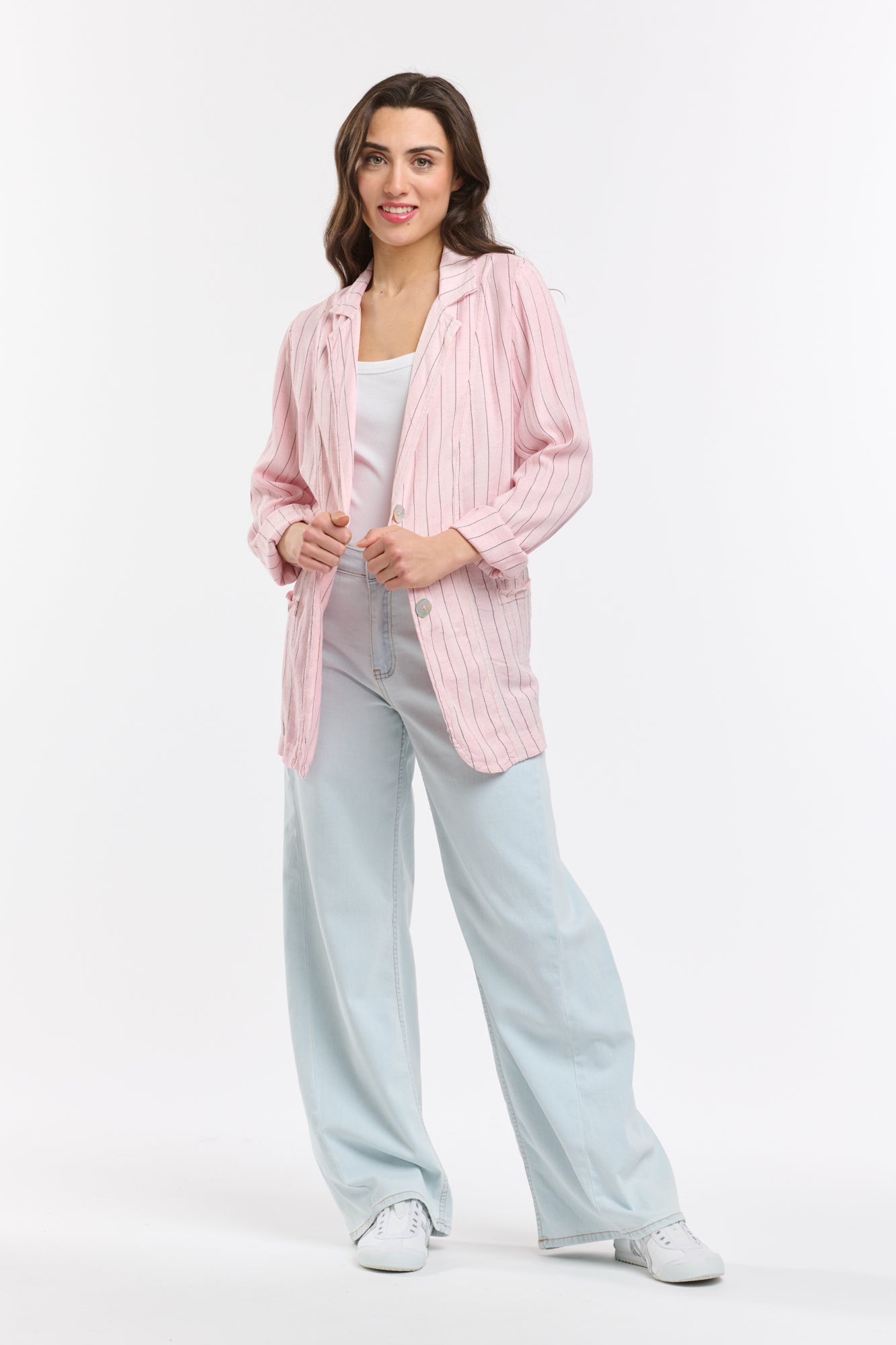 Ticking Slouch Jacket - Rosa