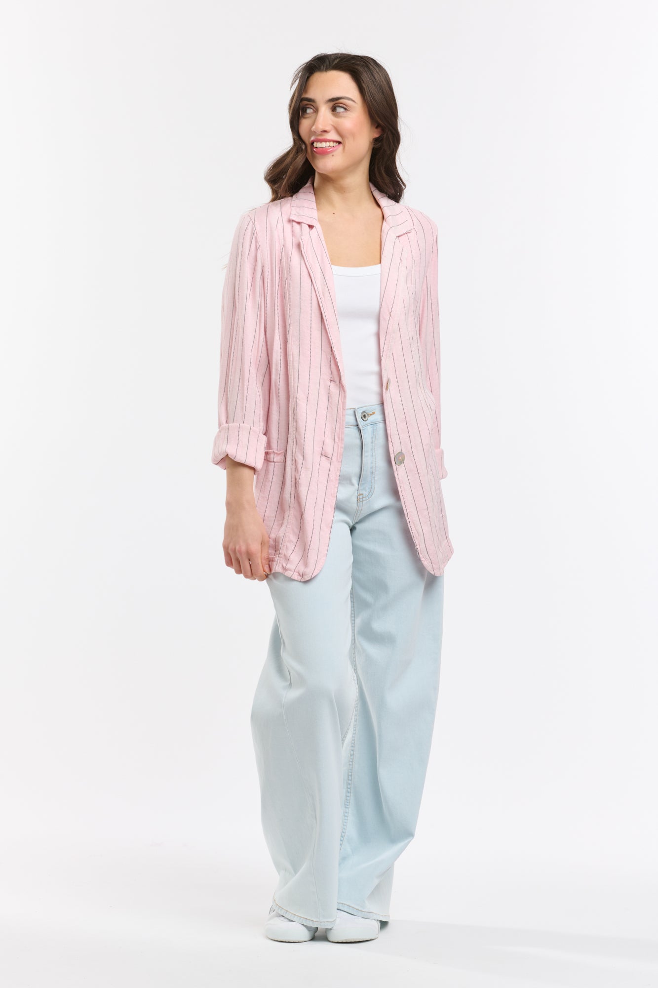 Ticking Slouch Jacket - Rosa