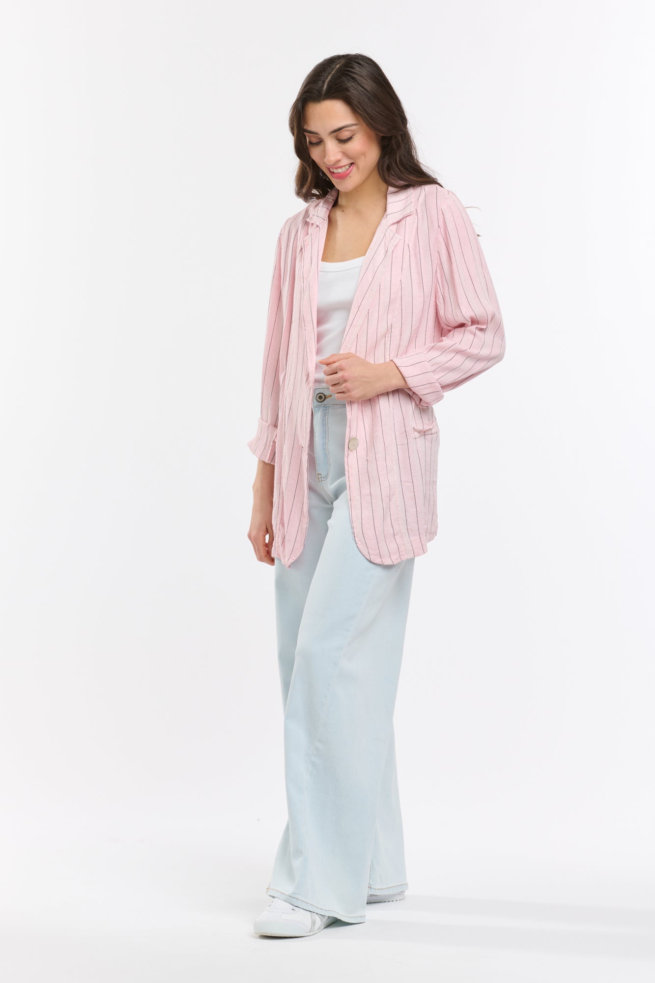 Ticking Slouch Jacket - Rosa
