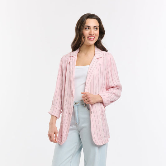 Ticking Slouch Jacket - Rosa