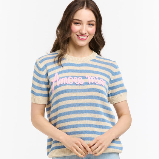 Amore Striped Sweater - Light Blue