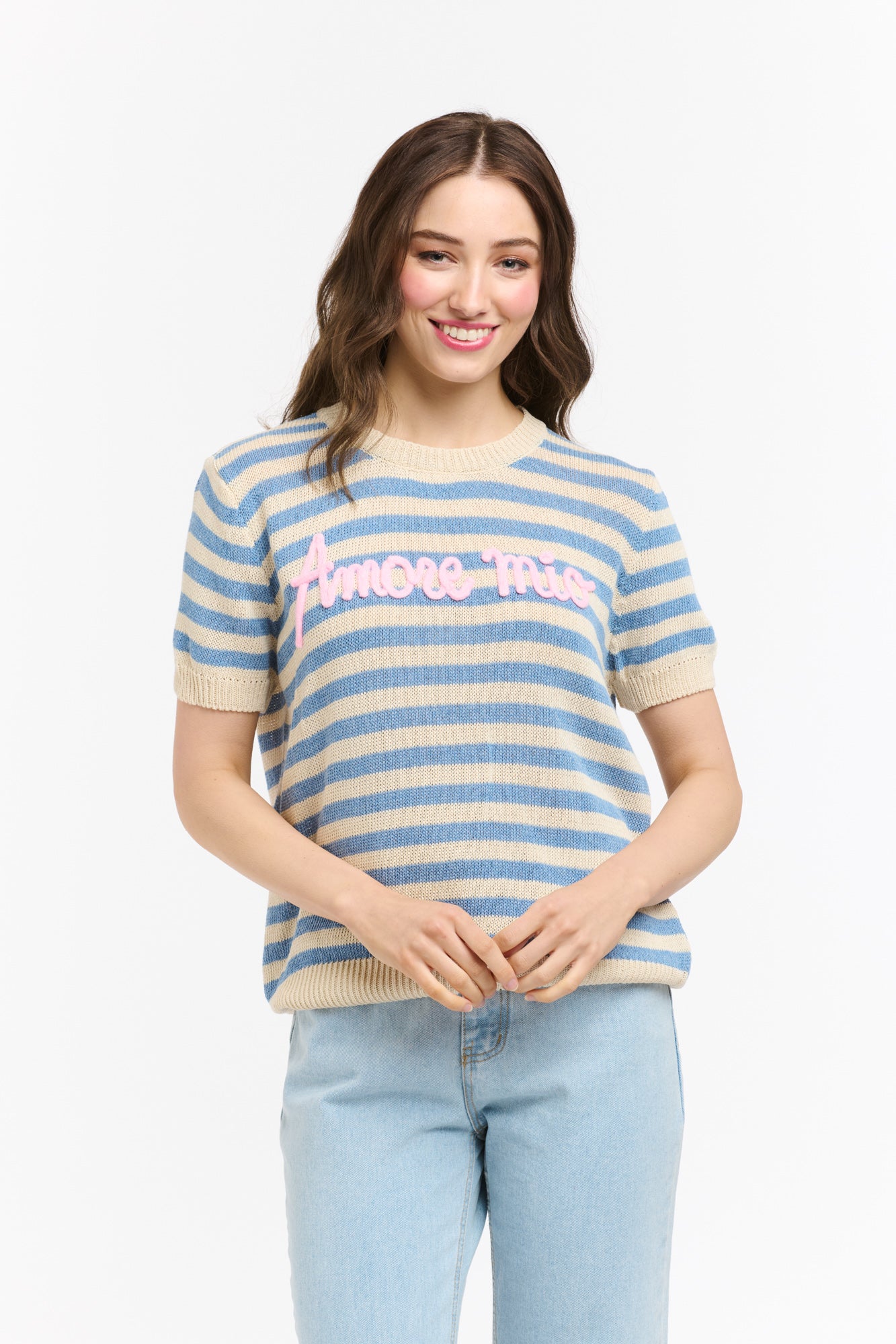 Amore Striped Sweater - Light Blue