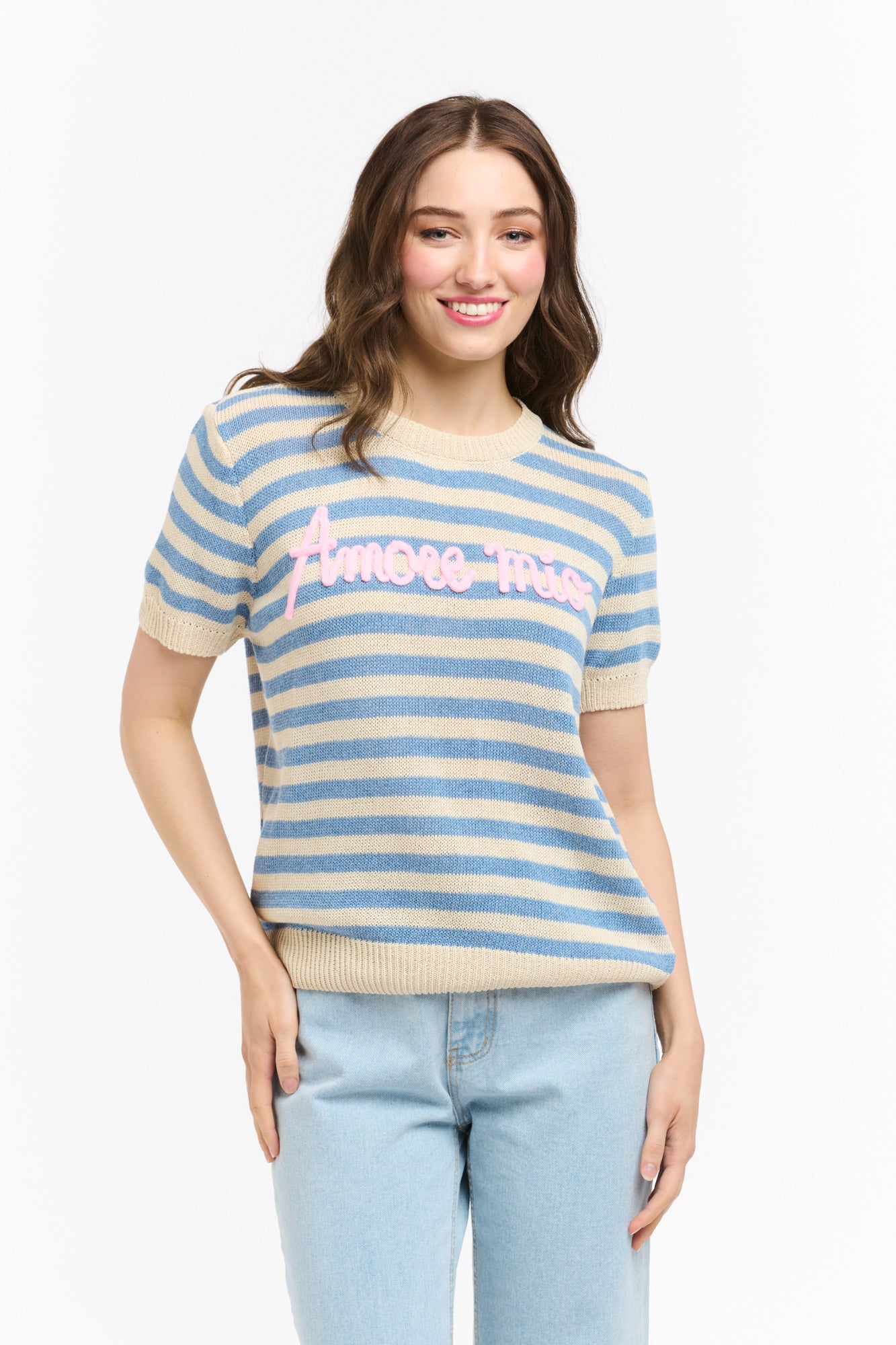 Amore Striped Sweater - Light Blue