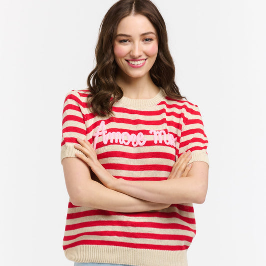 Amore Striped Sweater - Red