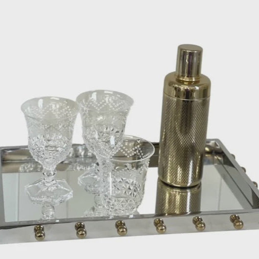Milano Rectangular Try Steel & Gold Knobs