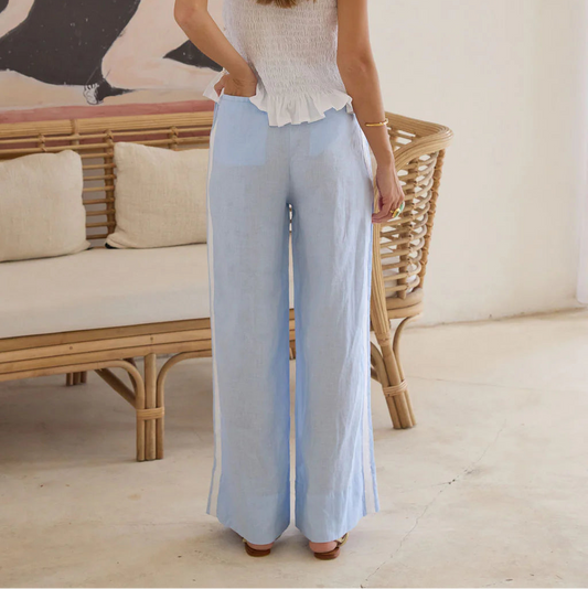 Lottie Linen Pants - Pale Blue