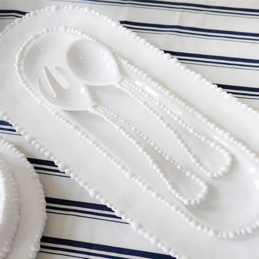 Melamine Pearl Salad Servers - White