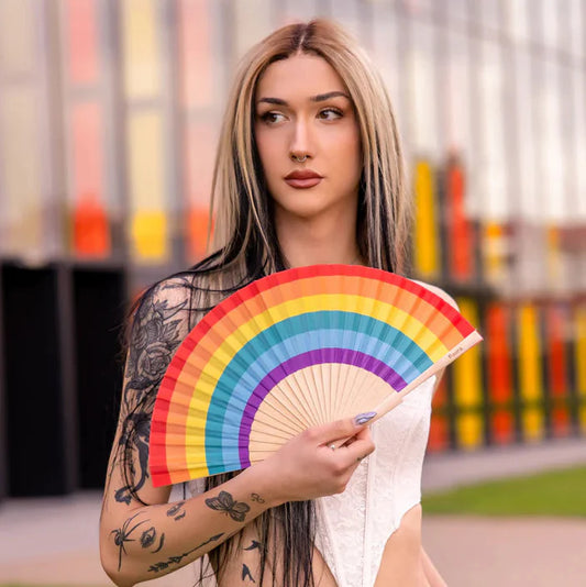 Hand Fan with Gift Box - Rainbow