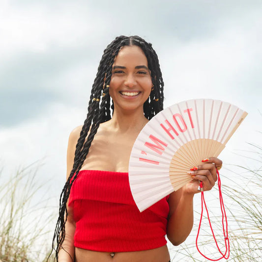 Hand Fan with Gift Box - I'm Hot Beige