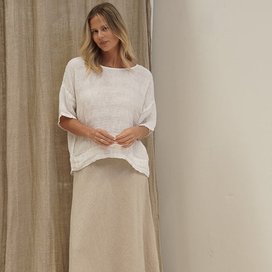 Sottana Bias Cut Linen Skirt S/M