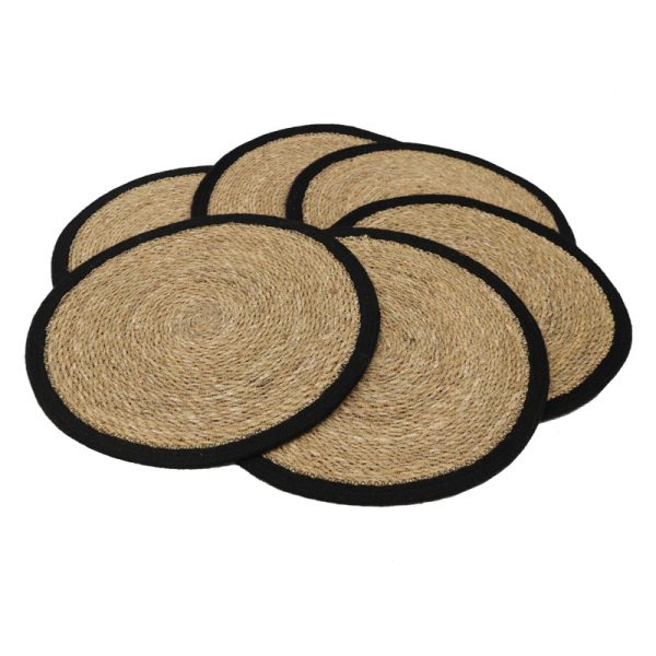 Round Seagrass/Jute Place Mat Natural Black