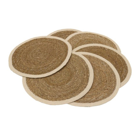 Round Seagrass/Jute Place Mat Natural White