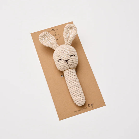 CROCHET BUNNY RATTLE SAND