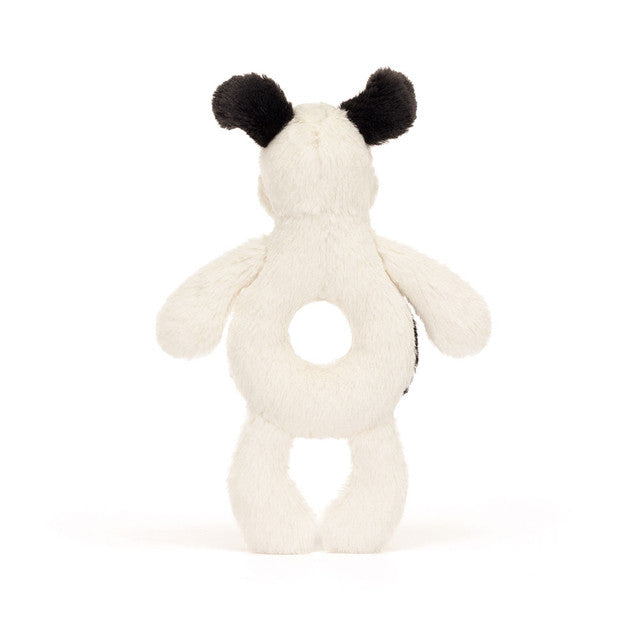 Jellycat - Bashful Puppy Ring Rattle Black & Cream