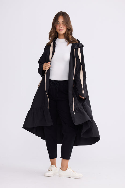 Hyacinth Raincoat - Black with Taupe