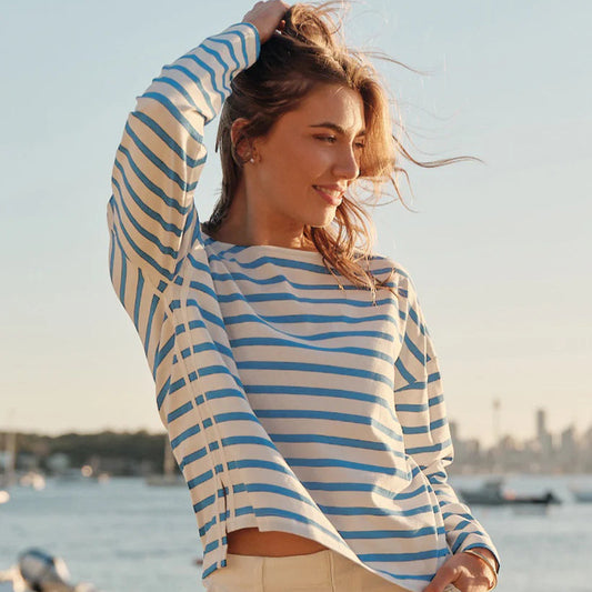 Bretton Stripe Tee - Cornflower Blue