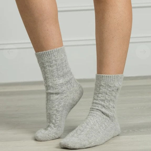 Cashmere Cable Knit Bed Socks