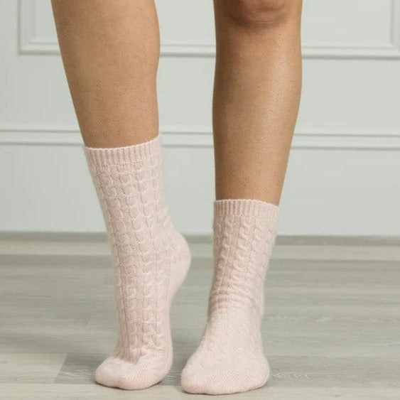 Cashmere Cable Knit Bed Socks