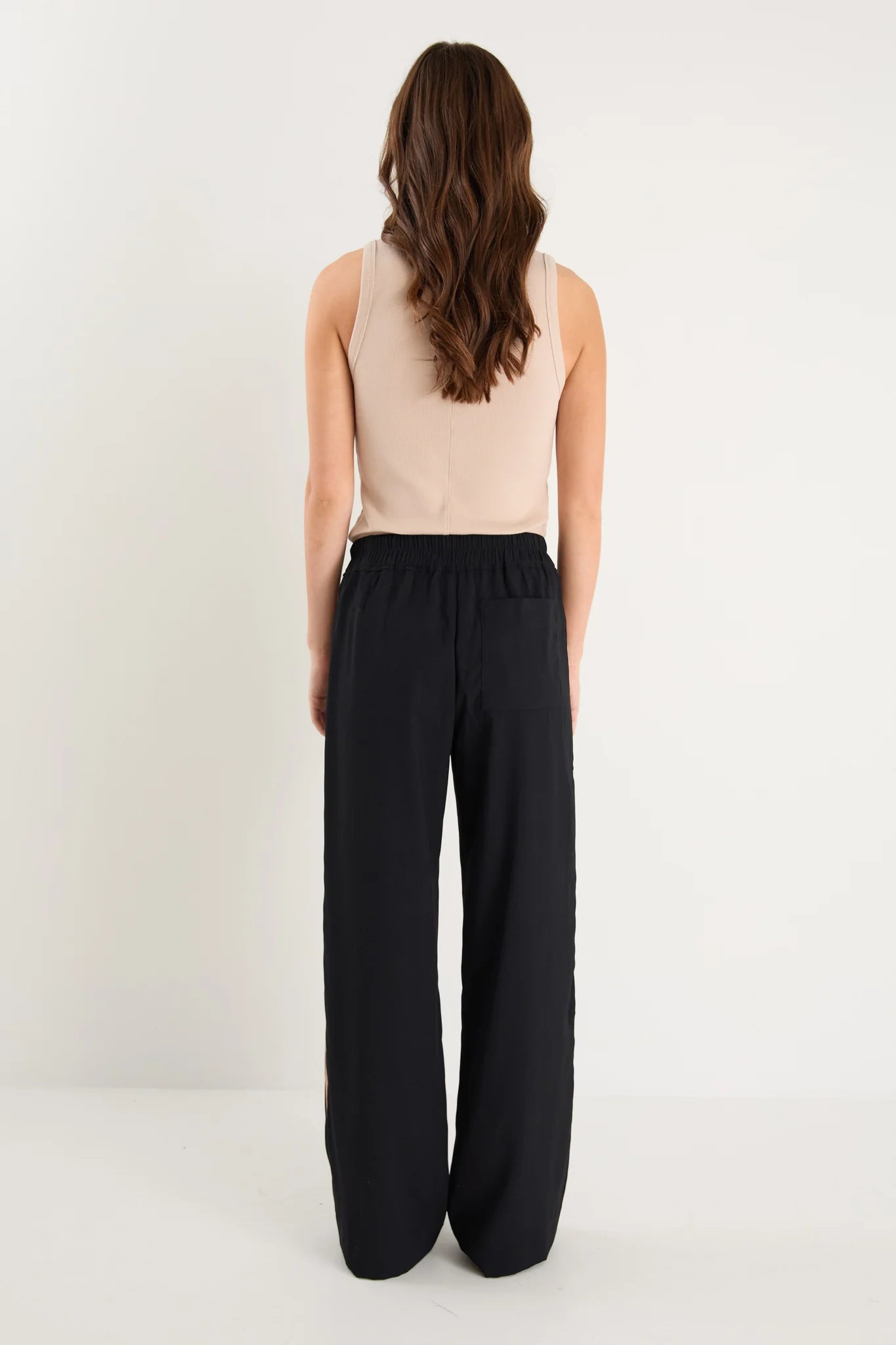 Confidant Black Side Stripe Crepe Wide Pants