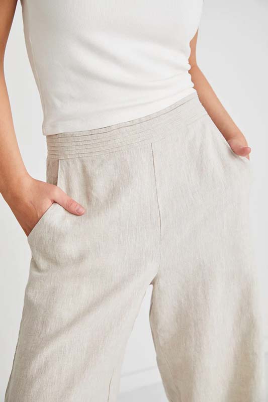 Constant Natural Linen Pleated Waistband Wide Leg Pants