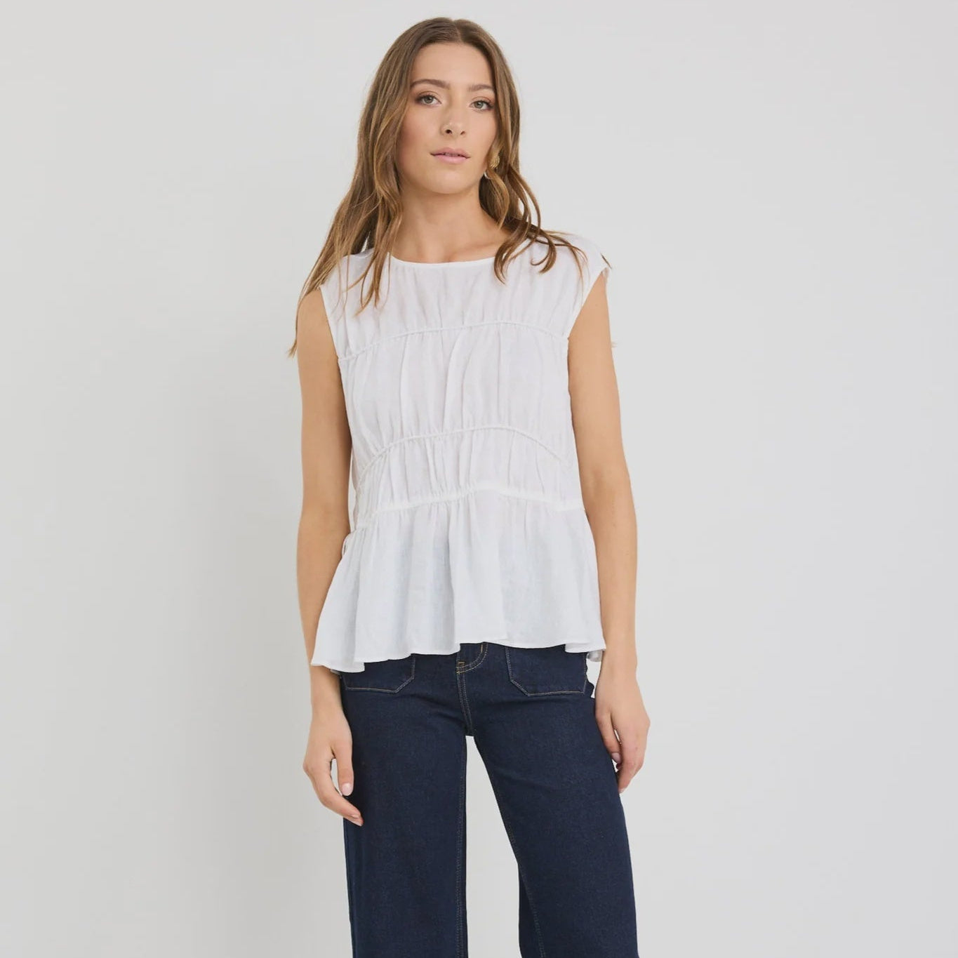 Context Ivory Linen Relaxed Sleeveless Top