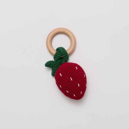 CROCHET STRAWBERRY RATTLE