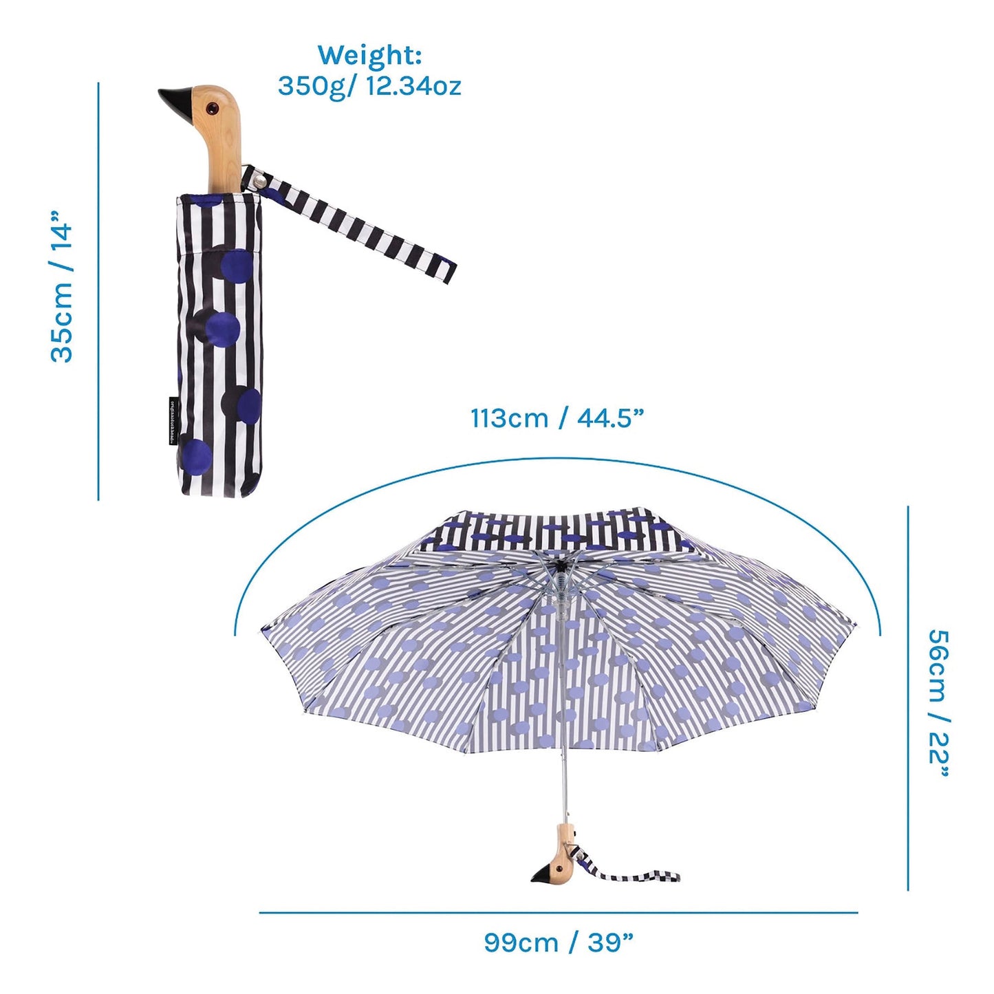 Duck Umbrella Compact - Polkastripe