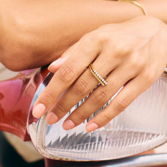 Twiggy Ring with Cubic Zirconia - Gold