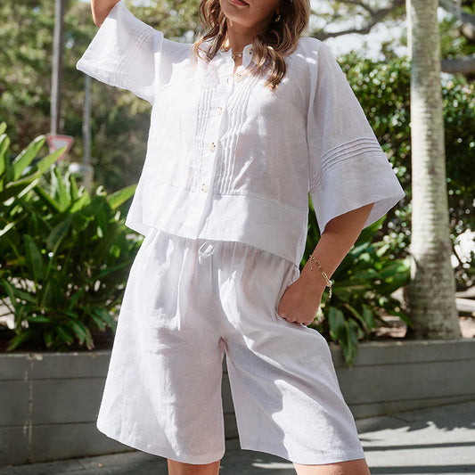 Elouise Linen Short - White