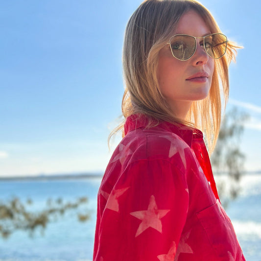 The Boyfriend Linen Shirt - Cosmic Crush