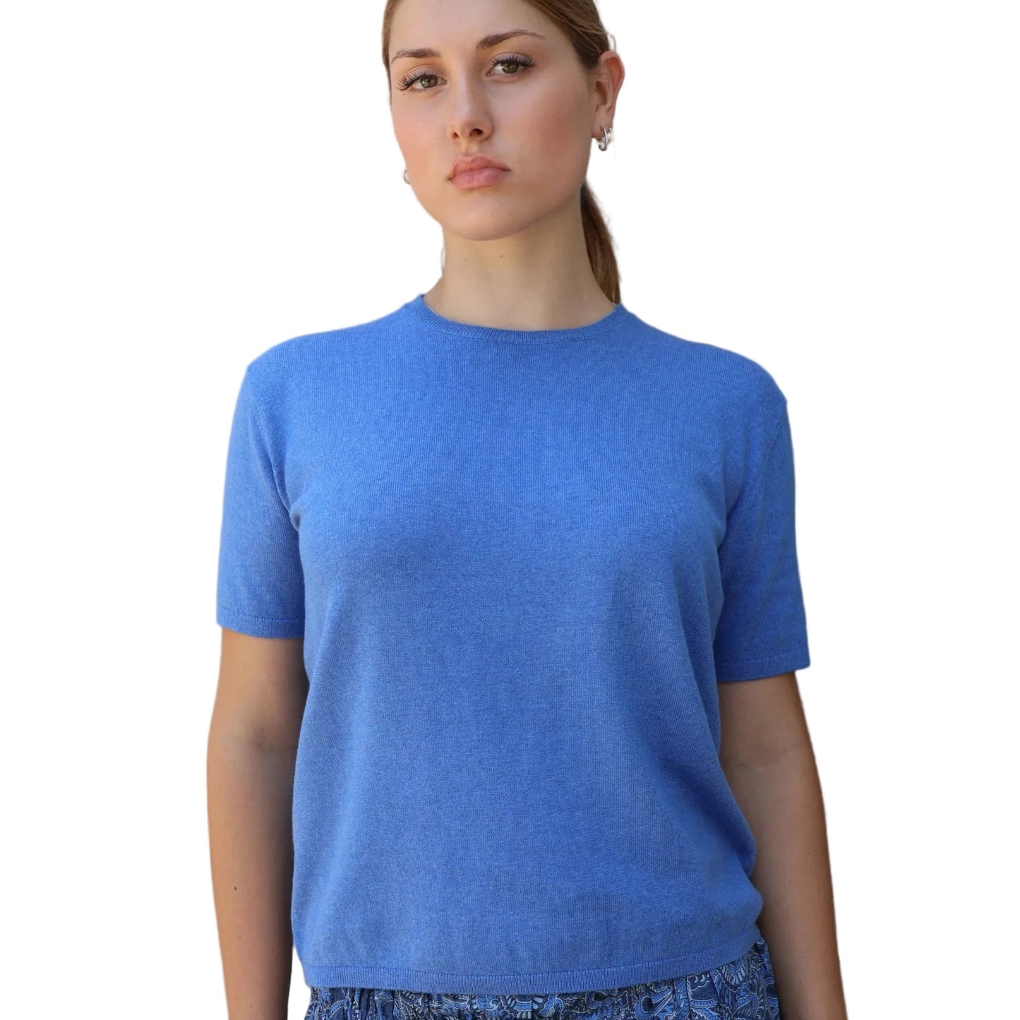 Beryl Cotton Cashmere Top - Bluebird