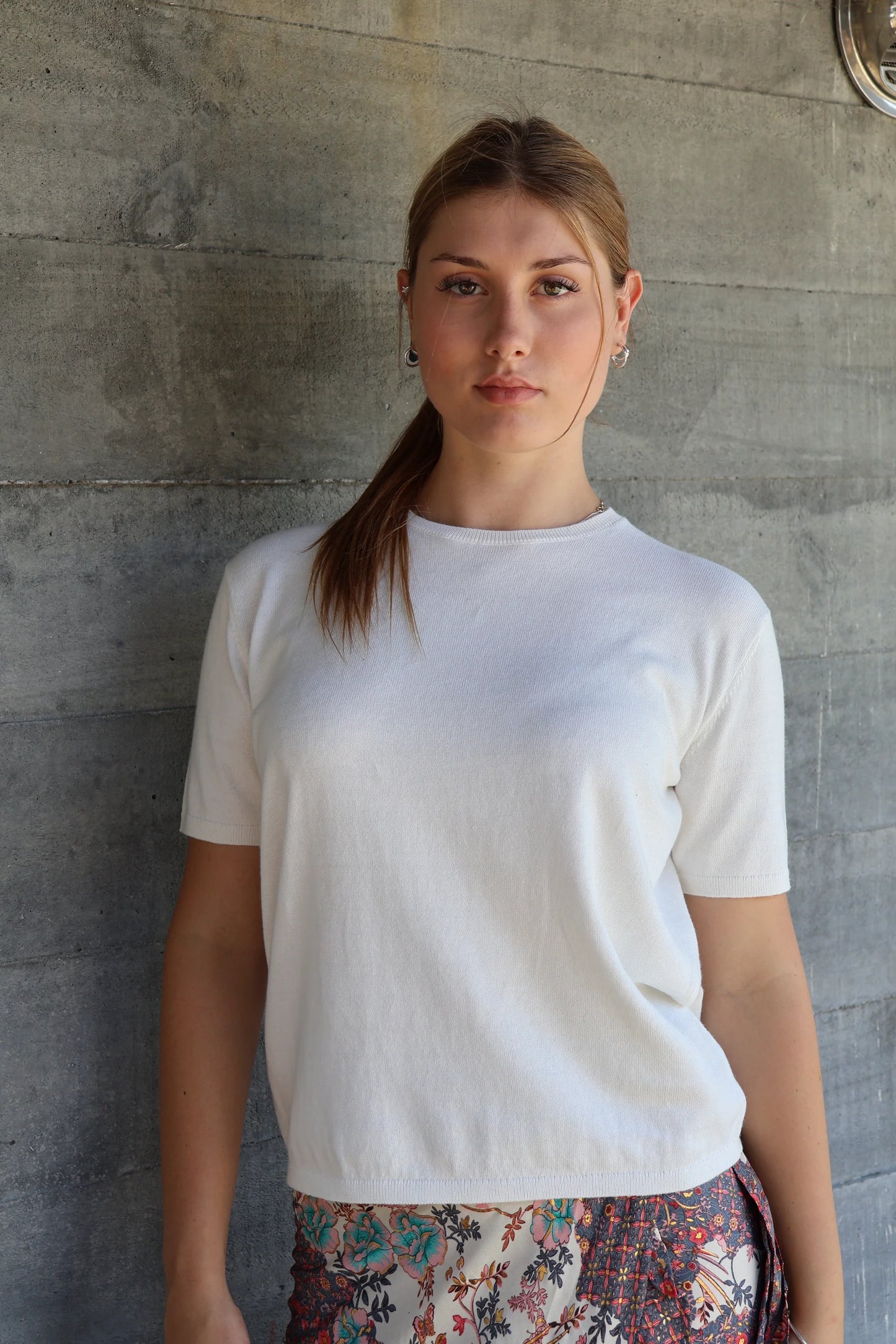 Beryl Cotton Cashmere Top - White