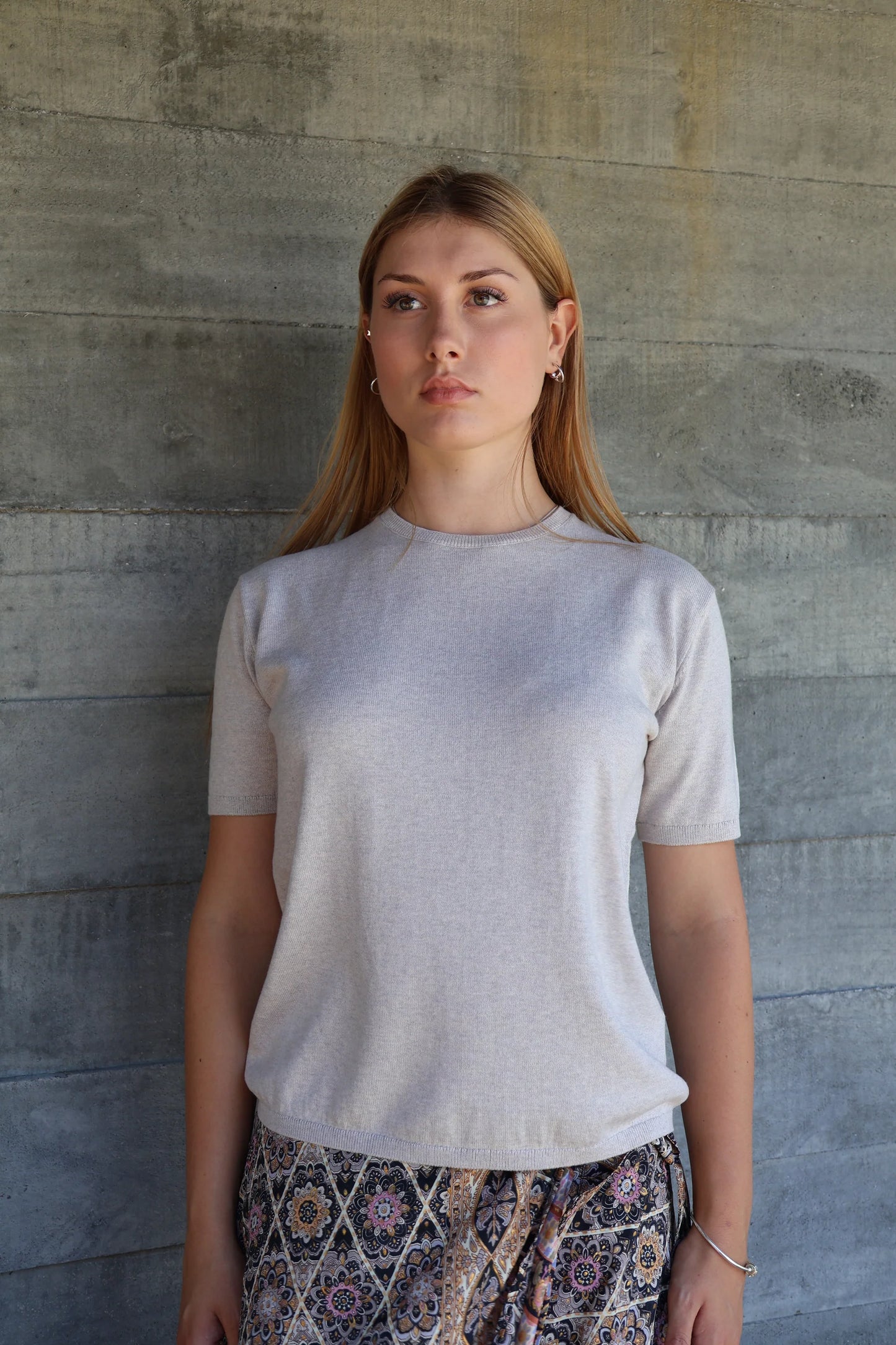 Beryl Cotton Cashmere Top - Pumice